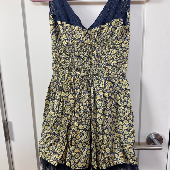 Free People Dazzling Ditsy Floral Tulle Dress with Yellow and Navy Floral Design - Picture 2 of 3